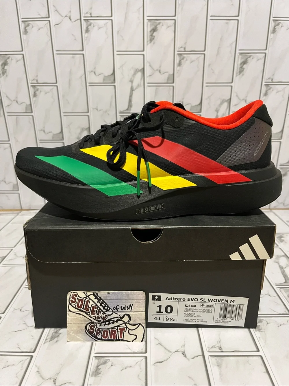 New Adidas Adizero Evo SL Woven Bob Marley Red Green Black Running Shoes Gym Men